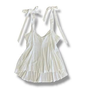 ASOS DESIGN White Linen Blend Tie‎ Strap Swing Cami Top Size 10 US EU 42